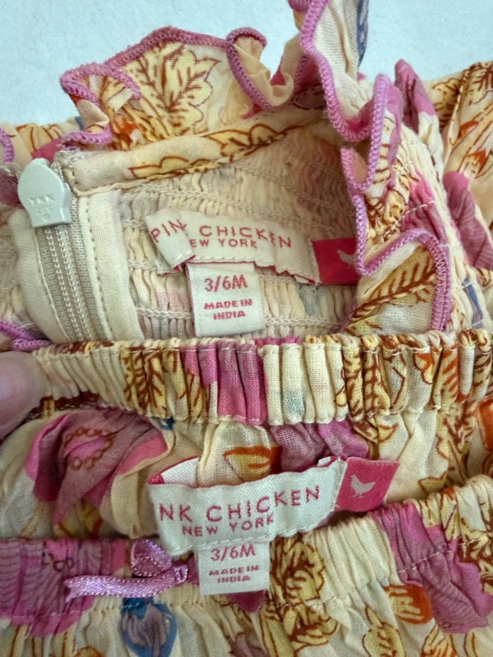 {NWT} Pink Chicken | Stevie Floral Smocked Boho Dress Set Purple Gilded (3/6M) - Picture 8 of 15
